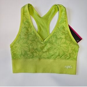 NWT Ryka Lime Green Seamless Racerback Sports Bra Medium Workout Yoga